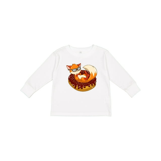 Inktastic Fox Funny Donut Lover Boys or Girls Long Sleeve Toddler T-Shirt