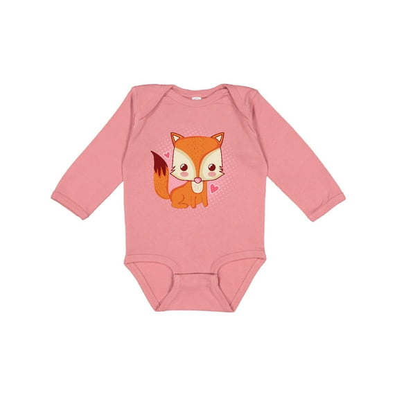 Inktastic Fox Girl Cute Woodland Animal Girls Long Sleeve Baby Bodysuit