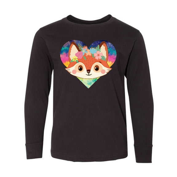 Inktastic Fox Lover Heart Cute for Girls Long Sleeve Youth T-Shirt