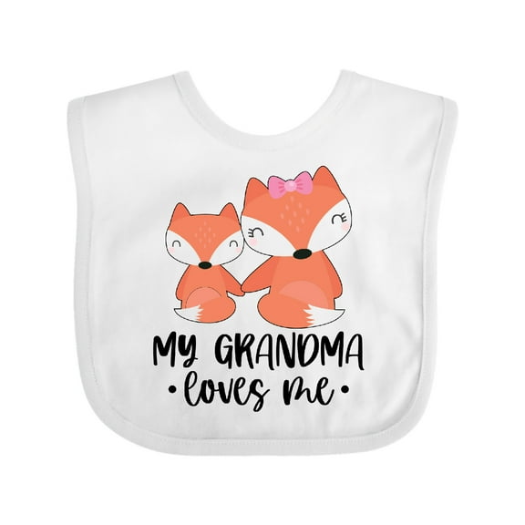 Inktastic Fox My Grandma Loves Me Boys or Girls Baby Bib