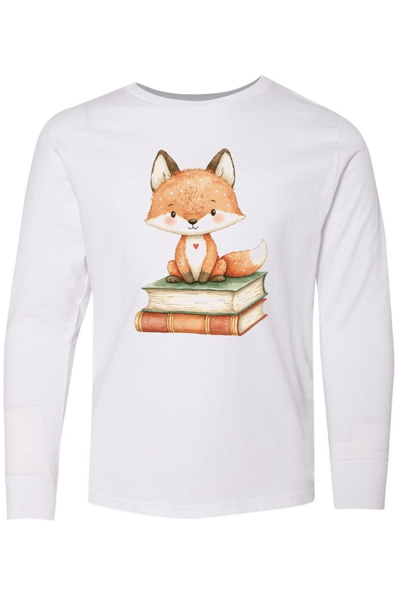 Fox and Books Long Sleeve Youth T-Shirt