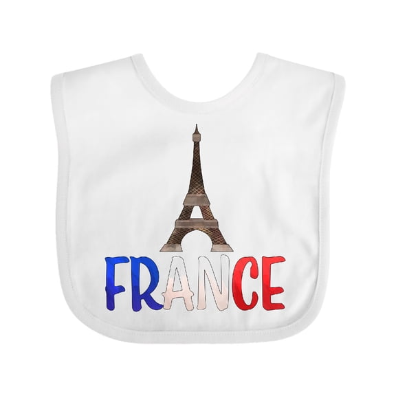 Inktastic France Eiffel Tower Flag in Text Boys or Girls Baby Bib
