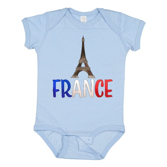 Inktastic France Eiffel Tower Flag in Text Boys or Girls Baby Bodysuit
