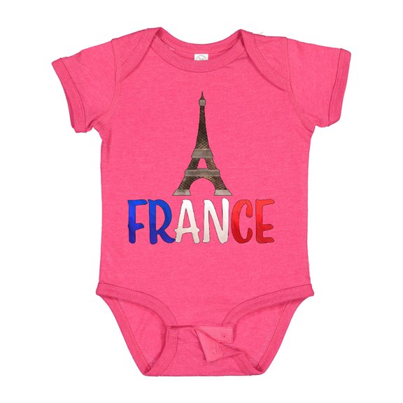Inktastic France Eiffel Tower Flag in Text Boys or Girls Baby Bodysuit