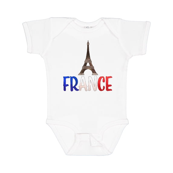 Inktastic France Eiffel Tower Flag in Text Boys or Girls Baby Bodysuit