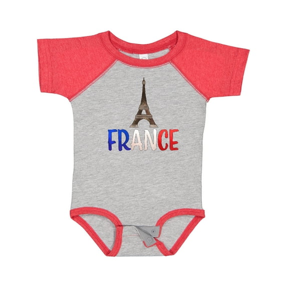 Inktastic France Eiffel Tower Flag in Text Boys or Girls Baby Bodysuit