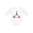 thumbnail image 1 of Inktastic France Eiffel Tower Flag in Text Boys or Girls Long Sleeve Baby Bodysuit, 1 of 5