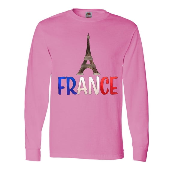 Inktastic France Eiffel Tower Flag in Text Long Sleeve T-Shirt