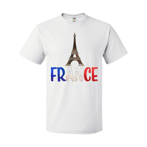 Inktastic France Eiffel Tower Flag in Text T-Shirt