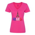 thumbnail image 1 of Inktastic France Eiffel Tower Flag in Text Women's V-Neck T-Shirt, 1 of 5