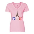 thumbnail image 1 of Inktastic France Eiffel Tower Flag in Text Women's V-Neck T-Shirt, 1 of 5