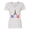 thumbnail image 1 of Inktastic France Eiffel Tower Flag in Text Women's V-Neck T-Shirt, 1 of 5