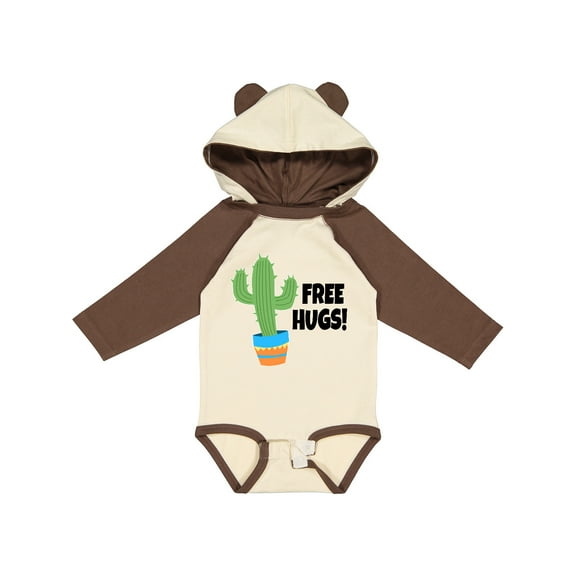 Inktastic Free Hugs with Cactus Plant Boys or Girls Long Sleeve Baby Bodysuit