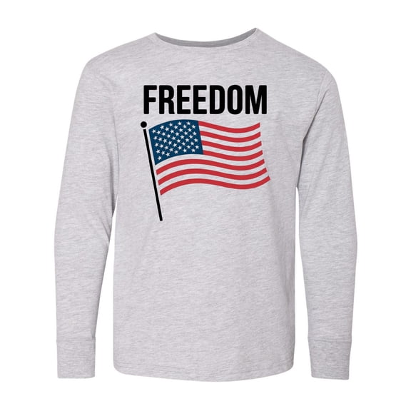 Inktastic Freedom American Flag Long Sleeve Youth T-Shirt
