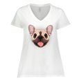 thumbnail image 1 of Inktastic French Bulldog Dog Women's Plus Size V-Neck T-Shirt, 1 of 5
