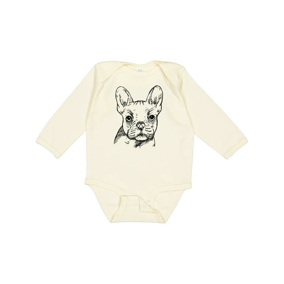 Inktastic French Bulldog Portrait Boys or Girls Long Sleeve Baby Bodysuit