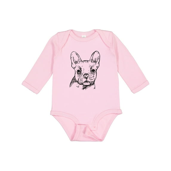 Inktastic French Bulldog Portrait Boys or Girls Long Sleeve Baby Bodysuit