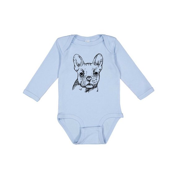 Inktastic French Bulldog Portrait Boys or Girls Long Sleeve Baby Bodysuit
