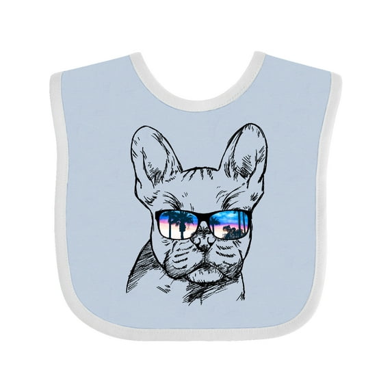 Inktastic French Bulldog Portrait with Sunglasses Boys or Girls Baby Bib