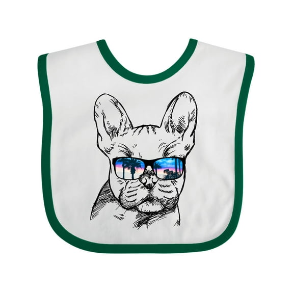 Inktastic French Bulldog Portrait with Sunglasses Boys or Girls Baby Bib