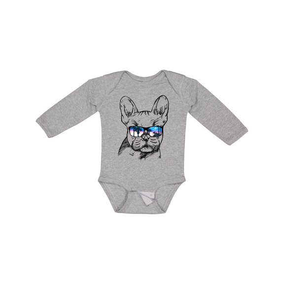 Inktastic French Bulldog Portrait with Sunglasses Boys or Girls Long Sleeve Baby Bodysuit
