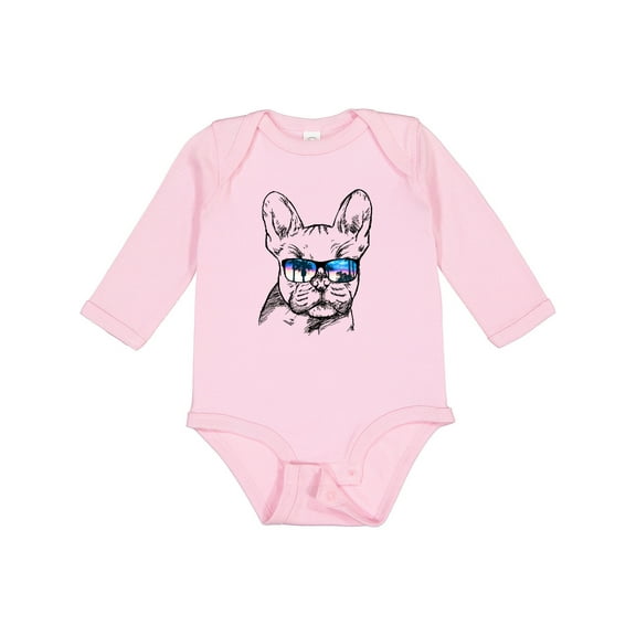 Inktastic French Bulldog Portrait with Sunglasses Boys or Girls Long Sleeve Baby Bodysuit