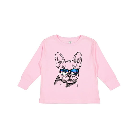 Inktastic French Bulldog Portrait with Sunglasses Boys or Girls Long Sleeve Toddler T-Shirt