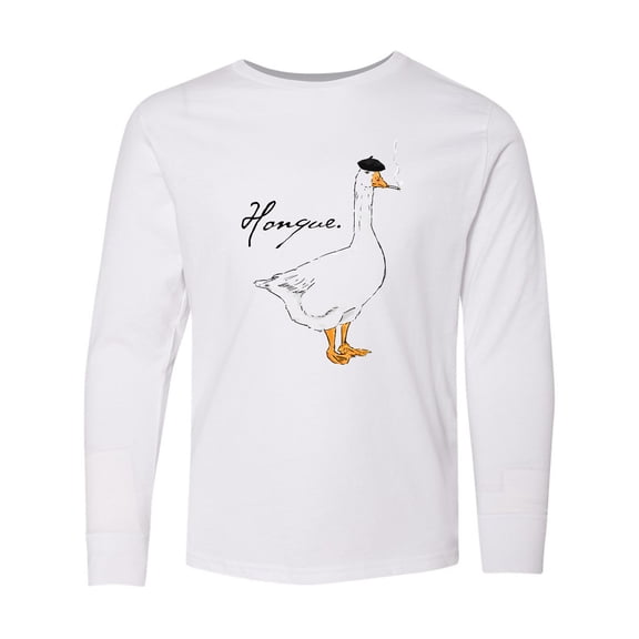 Inktastic French Goose says Honque Long Sleeve Youth T-Shirt