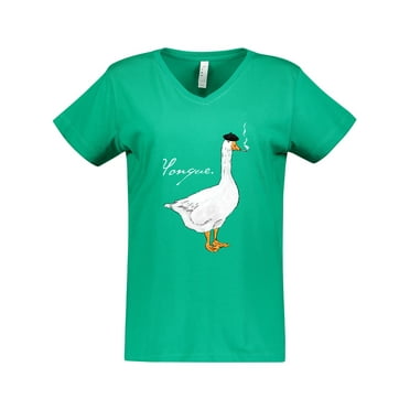 Inktastic French Goose says Honque! Women's V-Neck T-Shirt