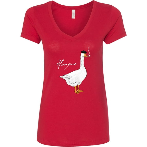 Inktastic French Goose Says Honque Women's V-Neck T-Shirt