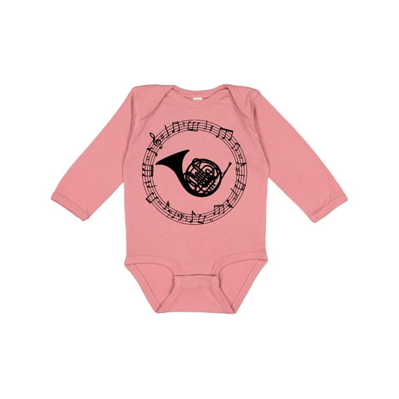 Inktastic French Horn Music Boys or Girls Long Sleeve Baby Bodysuit