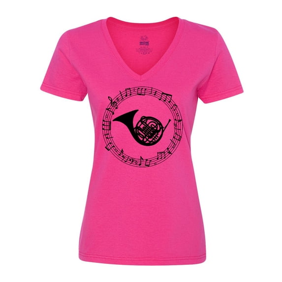 Inktastic French Horn Music Women's V-Neck T-Shirt