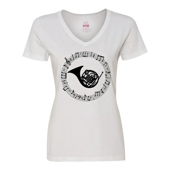Inktastic French Horn Music Women's V-Neck T-Shirt