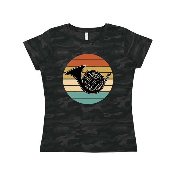 Inktastic French Horn Retro Music Sunset Women's T-Shirt