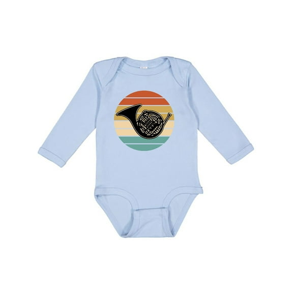 Inktastic French Horn Retro Music Sunset Boys or Girls Long Sleeve Baby Bodysuit