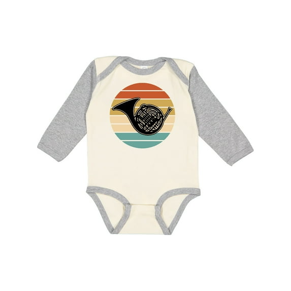 Inktastic French Horn Retro Music Sunset Boys or Girls Long Sleeve Baby Bodysuit