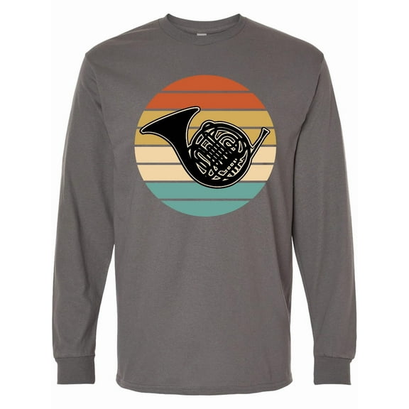 Inktastic French Horn Retro Music Sunset Long Sleeve T-Shirt