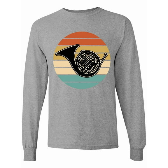 Inktastic French Horn Retro Music Sunset Long Sleeve T-Shirt