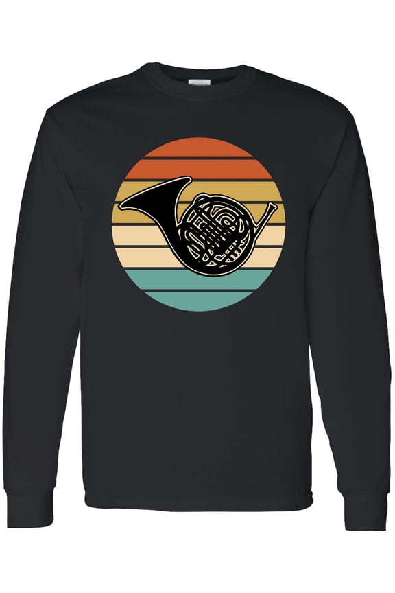 French Horn Retro Music Sunset Long Sleeve T-Shirt