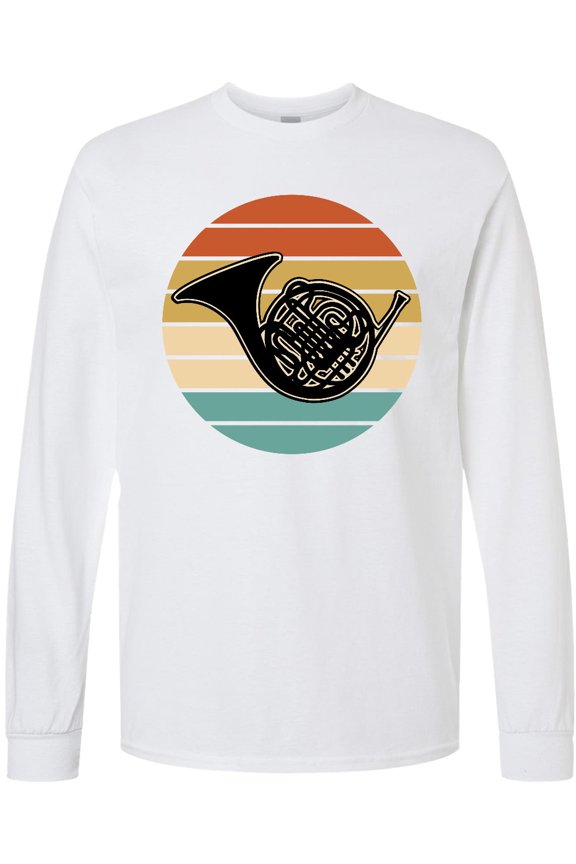 French Horn Retro Music Sunset Long Sleeve T-Shirt