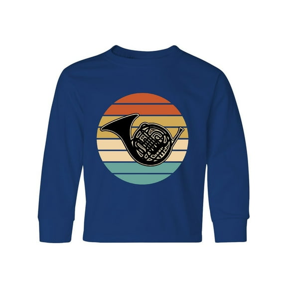 Inktastic French Horn Retro Music Sunset Long Sleeve Youth T-Shirt