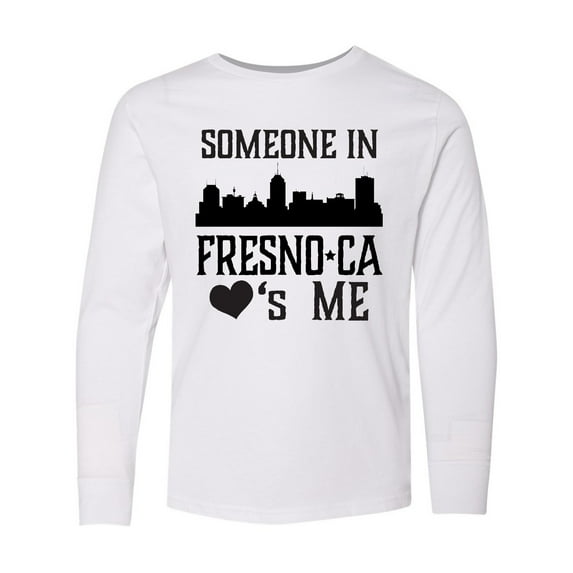 Inktastic Fresno California Someone Loves Me Skyline Long Sleeve Youth T-Shirt