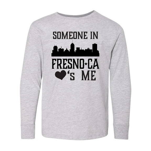 Inktastic Fresno California Someone Loves Me Skyline Long Sleeve Youth T-Shirt