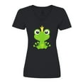 thumbnail image 1 of Inktastic Frog Prince, Green Frog, Frog With A Crown Women's V-Neck T-Shirt, 1 of 5