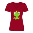 thumbnail image 1 of Inktastic Frog Prince, Green Frog, Frog With A Crown Women's V-Neck T-Shirt, 1 of 5