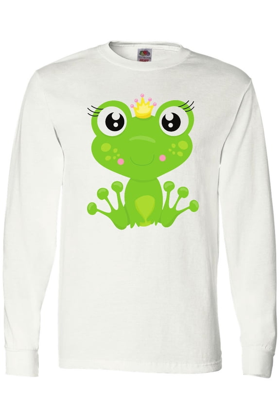 Frog Princess, Girl Frog, Frog Wearing A Crown Long Sleeve T-Shirt