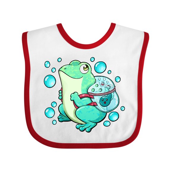 Inktastic Frog, Tadpole, and Bubbles Boys or Girls Baby Bib