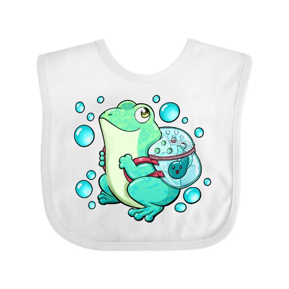 Inktastic Frog, Tadpole, and Bubbles Boys or Girls Baby Bib