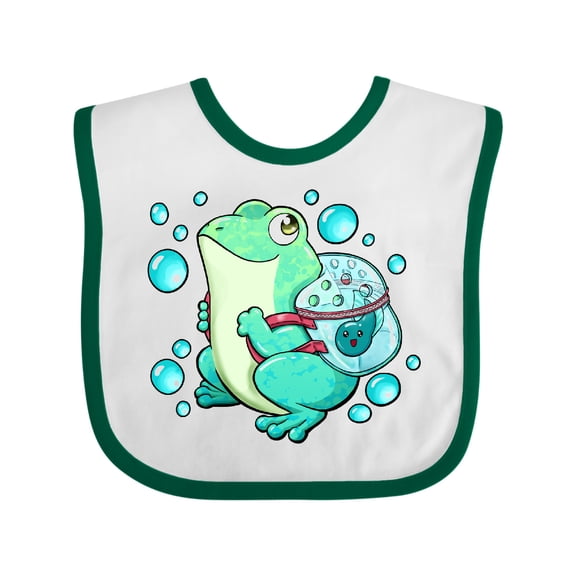 Inktastic Frog, Tadpole, and Bubbles Boys or Girls Baby Bib