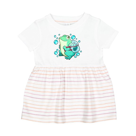 Inktastic Frog, Tadpole, and Bubbles Girls Baby Dress